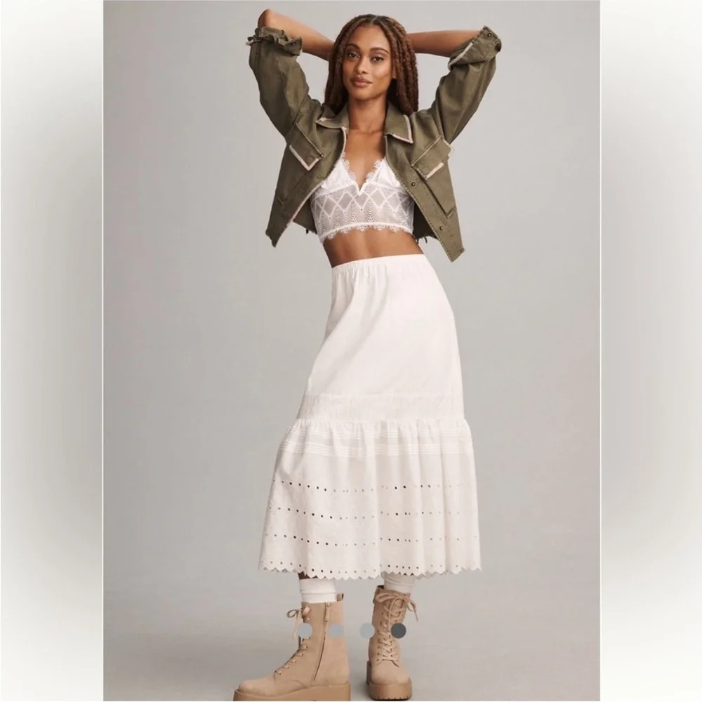 Anthropologie Pilcro Embroidered Utility Cropped Jacket Olive Medium Boho - Picture 2 of 8
